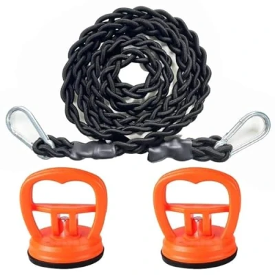 Image of Bungee Cord Clothesline,Tri Braided Clothes Line,Portable Travel Clothesline Laundry (with 2 Strong Suction Cups) for Home,Camping,Travel,Indoor or Outdoor Use No hanger hook needed
