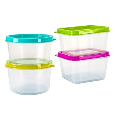 Image of GEEZY Set of 4 Mini Pots Storage Food Plastic Containers Boxes Kitchen with Lids
