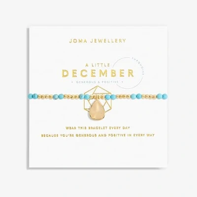 Image of Joma Jewellery A Little Birthstone Gold DECEMBER TURQUOISE Bracelet 17.5cm Stretch Adjustable Wrist Stacking
