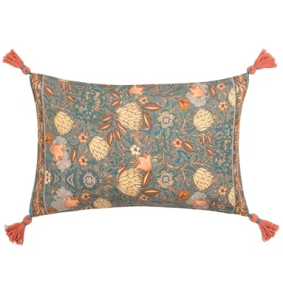 Image of Wylder Nature Bolais Rectangular Floral Tasseled Polyester Filled Cushion