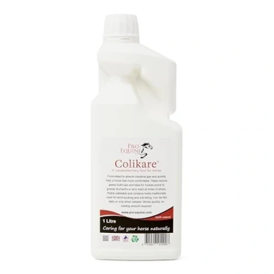 Image of Colikare 1 Litre herbal horse supplement for fast relief from uncomfortable gassy symptoms.