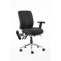 Image of Dynamic Chiro Medium Back Task Operators Chair Black with Height Adjustable and Folding Arms