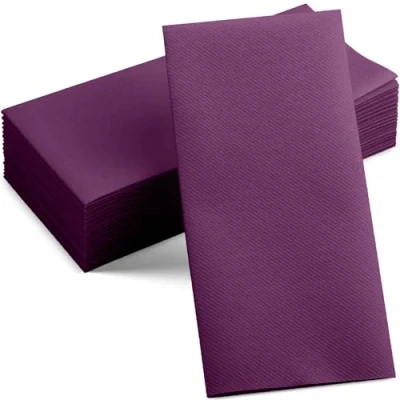 Image of 50 Pack Disposable Linen Feel Amethyst Napkins, 12&quot; x 17&quot; Cloth Like Paper Dinner Napkins For Wedding, Bathroom, Party Or Event