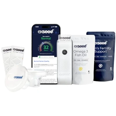 Image of ExSeed Health Men&#039;s Fertility Testing Bundle Includes 2 Test Kit &amp; Supplements Multivitamins Omega 3 Complete Progress Pack Improve Sperm