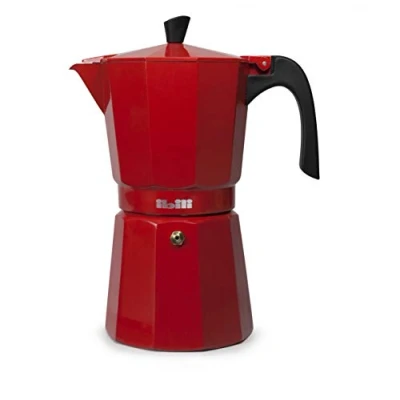 Image of IBILI Bahia Express Moka Pot, Red, 3 Cups, 150 ml, Aluminium