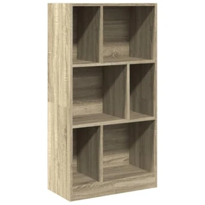 Image of vidaXL Bookcase Bookshelf Book Rack 6 Compartments, Sonoma Oak Engineered Wood 57x28.5x107.5 cm Perfect for Office or Home Storage Cabinet