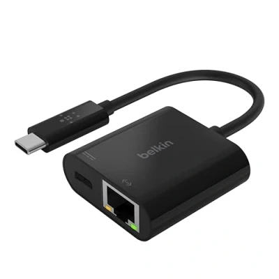 Image of Belkin USB C to Ethernet Adapter + Charge (60W Passthrough Power for Connected Devices, 1000 Mbps Speeds) MacBook Pro