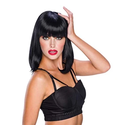 Image of Bristol Novelty BW176 Cheerleader PP Fibre Wig, Black, One Size