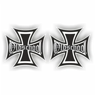 Image of Iron cross JDM tuning OEM DUB car sticker with the writing “Oldschool