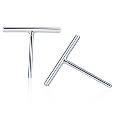 Image of Belons 925 Sterling Silver Plain Bar Stud Earrings Line for Women Girls, Thin Style