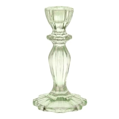 Image of Green Glass Candlestick Holder, Decorative Taper Candle Stand, Elegant Dinner Party Decorations, Easter Home Decor, Summer Birthday, Garden, Wedding, One Size, Made By Talking Tables