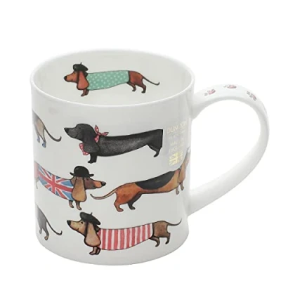 Image of OR DASD SA Sausage Dog Dachshund Staffordshire Fine Bone China Mug Orkney Shape 0.35l