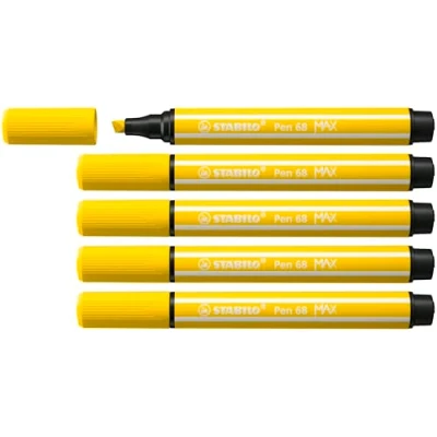Image of Premium Fibre Tip Pen with Chisel STABILO 68 MAX Pack of 5 Lemon Yellow