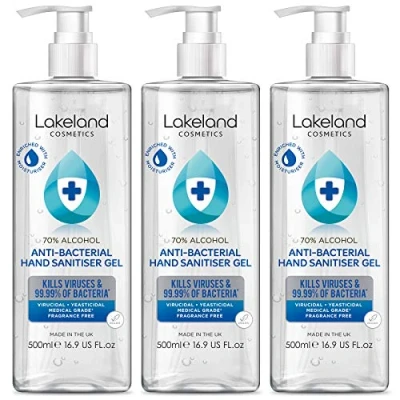 Image of Hand Sanitiser Gel 3 x 500ml with pump bottle 70% Alcohol Surgical/Medical Grade Anti Bacterial Hygiene Rub, sanitizer.
