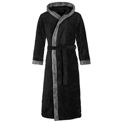 Image of Di Vadini Prato Unisex Bathrobe with Hood Sizes XXS 5XL / Öko Tex Standard 100 Black XX Large