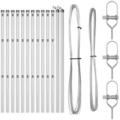 Image of vidaXL Fence Posts 13 pcs Ø32 mm 120 cm Galvanised Steel