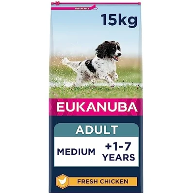 Image of Eukanuba Complete Dry Dog Food for Adult Medium Breeds with Fresh Chicken 15 kg