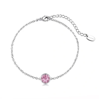 Image of Philip Jones Pink Crystal Anklet Created with Zircondia® Crystals