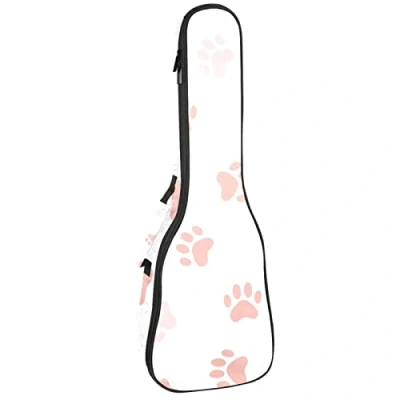 Image of Tenor Ukulele Gig Bag Waterproof Case Padded Backpack, Great for Soprano Concert (21/23/24 in) Paw White