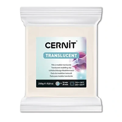 Image of Cernit CE0920250005C Block Modelling Clay (Polymer) Translucent, Oven Hardening, Ready to Use, 250 g, Ideal for DIY, Jewellery &amp; Figures, Beginners and Hobby Artists, White, Pack of 1