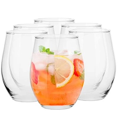 Image of TREND FOR HOME Cocktail Glasses 624 ml Stemless Wine Drinking Set of 6 Tumbler Iced Coffee Glass Water Highball Juice Transparent Sofia