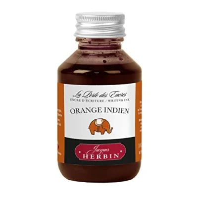 Image of Jacques Herbin 17057T Flacon d&#039;encre à écrire 100ml Stylo Plumes, stylos Roller Orange Indien