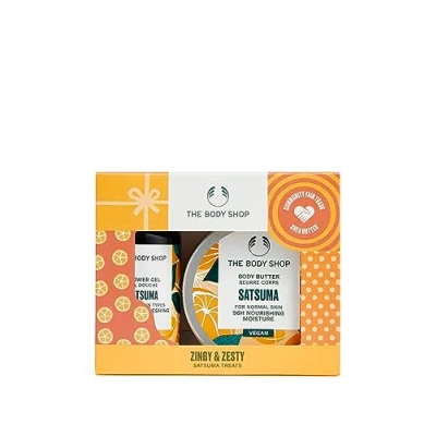 Image of The Body Shop Zingy &amp; Zesty Satsuma Treats Care Holiday Gift Set, Vegan, 2 Piece Set
