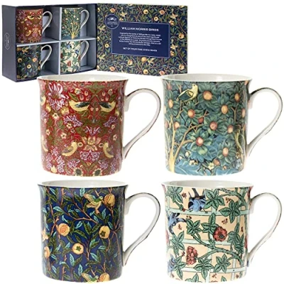 Image of lesser and pavey LP93068 Ceramic Mug William Morris Set of 4 12x8x9 cm Accessory, Multicolour, Count (Pack 1)