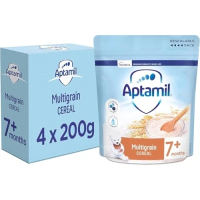 Image of Aptamil Multigrain Porridge Baby Food Cereal, 7+ Months, 200g (Pack of 4)
