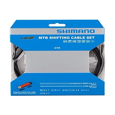 Image of SHIMANO Spares MTB gear cable set for rear only, Polymer coated stainless steel inner, black, One Size, Y01V98112
