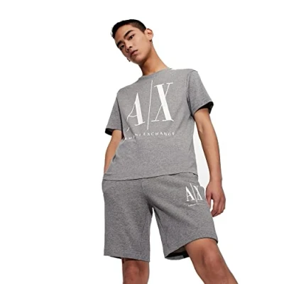 Image of Armani Exchange Men&#039;s Logo Icon Tee T Shirt, Grey (Bc09 3930), Large