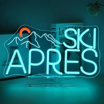 Image of ineonlife Ski Apres Neon Light Sign,Skiing Afterwards Sign for Wall, Led Signs Suitable Shops,Ski Theme Resorts,Ski Events,Parties,Bedroom,Home Decor,Gifts
