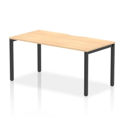 Image of Evolve Plus 1600mm Single Starter Bench Desk Maple Top Black Frame