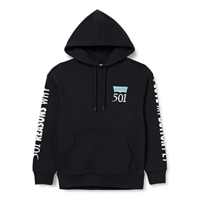 Image of Levi&#039;s Men&#039;s Relaxed Graphic Sweatshirt Hoodie, Button Fly Hoodie Vw Caviar, L