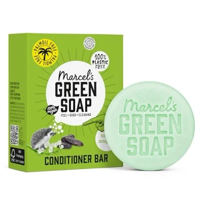 Image of Marcel&#039;s Green Soap Hair Conditioner Bar Tonka Bean &amp; Muguet Scents Eco Friendly, Zero Plastic Packaging Free from Palm Oil, Suitable for Vegans, Compact and Long Lasting, 60 grams