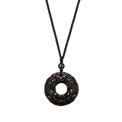 Image of COAI Chinese Fengshui Necklace Black Obsidian Pixiu for Men Women