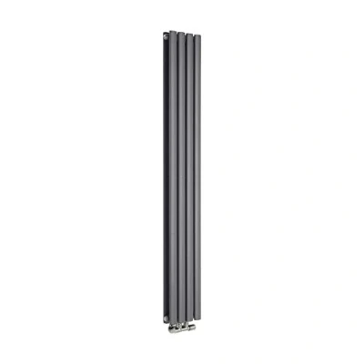 Image of Milano Aruba Anthracite Vertical Middle Connection Double Oval Panel Radiator 1600mm x 236mm