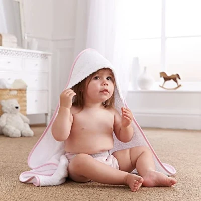Image of Clair de Lune Baby Hooded Towel Stars &amp; Stripes in Pink Bath Essentials Newborn