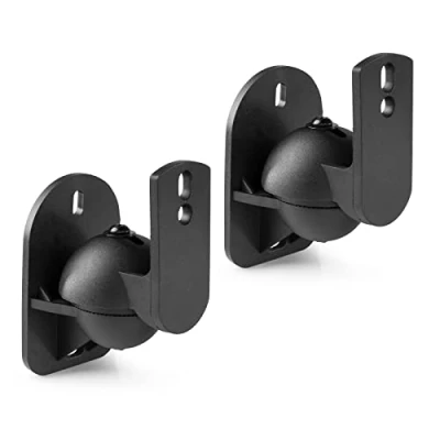 Image of Audizio HTS15 Satellite Speaker Wall Mount Brackets, Adjustable, Universal 3.5kg Load, Black