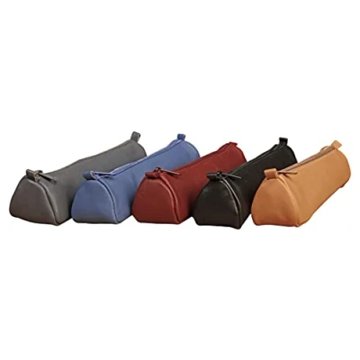 Image of Clairefontaine Ref 77014C Age Bag Leather Trapezoid Pencil Cases 21 x 5 5cm in Size Suitable for Storing &amp; Transporting Pencils, Pens Accessories Assorted Colours (Pack Of 8)