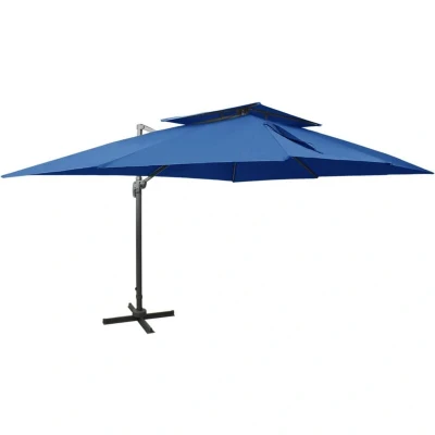 Image of vidaXL Cantilever Garden Parasol with Double Top Azure Blue 400x300 cm