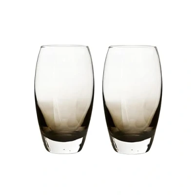 Image of Denby Halo Smoked Grey Large Tumblers Set of 2 540ml Hand Blown Finished Juice, Water Glasses Dishwasher Safe Stemless Wine Cocktail