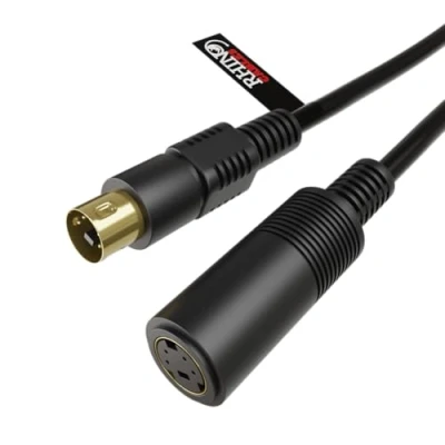 Image of rhinocables S Video Male to Female Cable SVHS Extension Lead Super TV, Camcorder, Graphics 4 Pin Mini Din Wire VHS Gold Plated Plugs (5m)