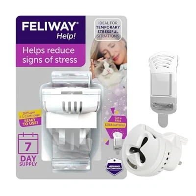 Image of Feliway Help 7 Day Starter Kit, Plug In Anxiety Relief Pheromone Diffuser For Cats With Extra Refill Cartridge, Calm Your Cat And Reduce Behavioural Issues Stress