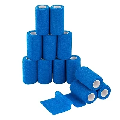 Image of PHYTOP Cohesive Bandages Vet Wrap, Elastic Self Adhesive Bandage Tape for Wrist &amp; Ankle Protection (Blue, 10cm x 4.5m)