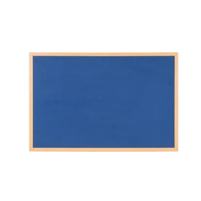 Image of Bi Office Earth Blue Felt Notice Board, Executive Oak MDF Frame 60 x 45 cm