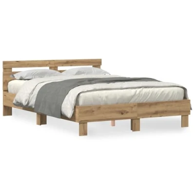 Image of vidaXL Wood Bed Frame Artisan Oak 150 x 200 cm