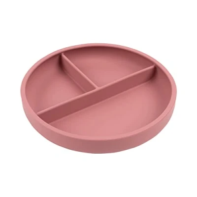 Image of Tiny Dining Baby Divided Silicone Suction Plate Dusty Rose