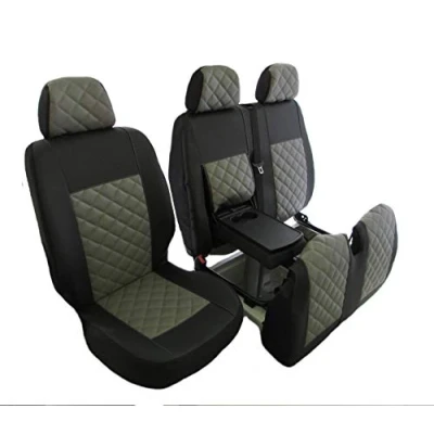 Image of Texmar Designed to fit Front Seat Covers IVECO DAILY after 2015 RIGHT HAND DRIVE ECO GRAY LEATHER 2+1 (1 single 1 double)