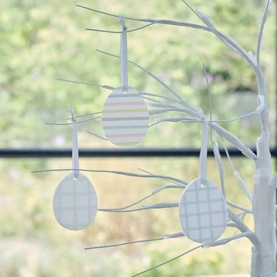 Image of Ginger Ray Painted Ceramic Easter Egg Decorations for Hanging on Tree Branches 3 Pack